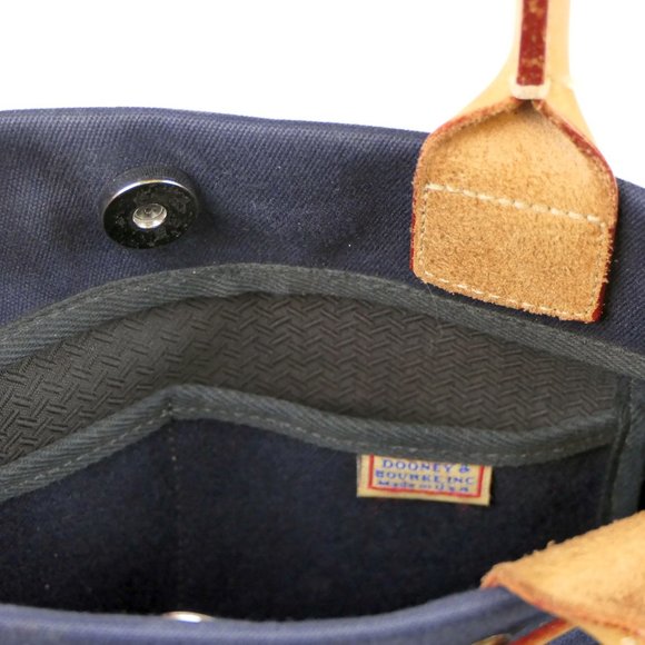 Dooney & Bourke Blue Canvas and Brown Leather Shoulder / Hand Bag - Picture 8 of 10